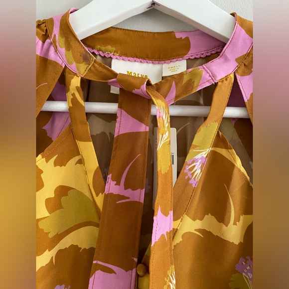 Anthropologie Maeve Tie-Neck Silk Blouse - Picture 12 of 14